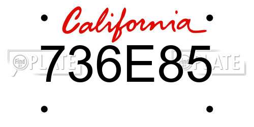 736E85 California License Plate