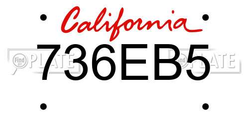 736EB5 California License Plate
