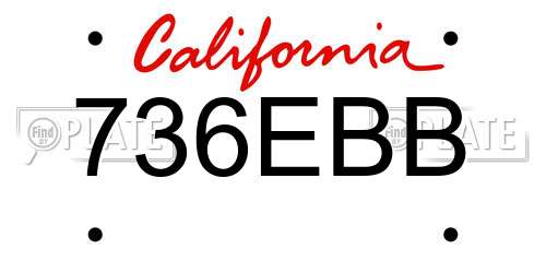736EBB California License Plate