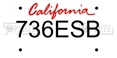 736ESB California License Plate