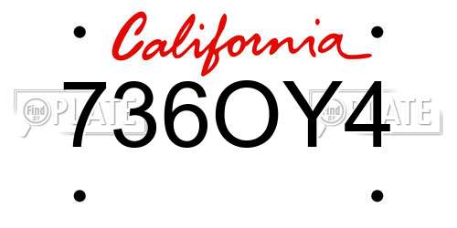 736OY4 California License Plate