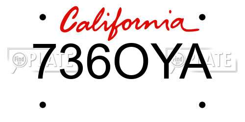 736OYA California License Plate