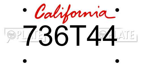 736T44 California License Plate