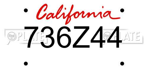 736Z44 California License Plate