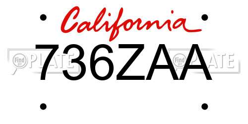736ZAA California License Plate