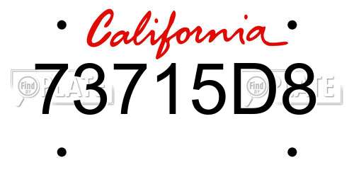 73715D8 California License Plate