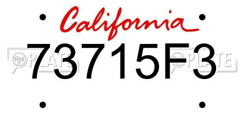 73715F3 California License Plate