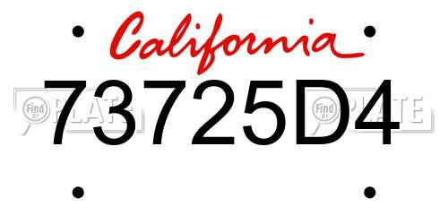 73725D4 California License Plate