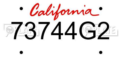 73744G2 California License Plate