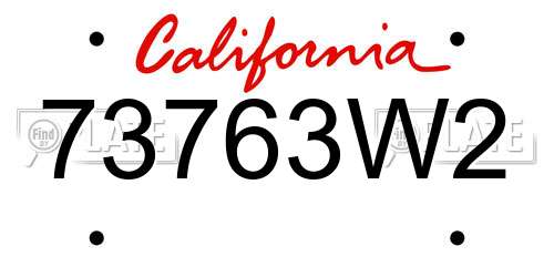 73763W2 California License Plate