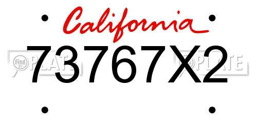 73767X2 California License Plate