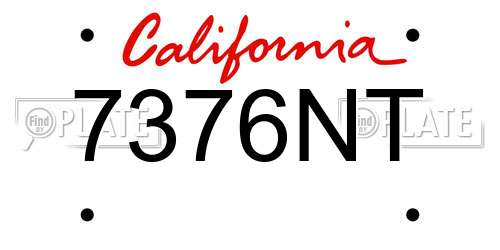 7376NT California License Plate