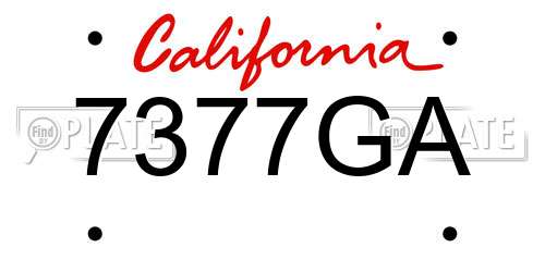 7377GA California License Plate