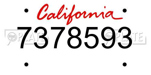 7378593 California License Plate