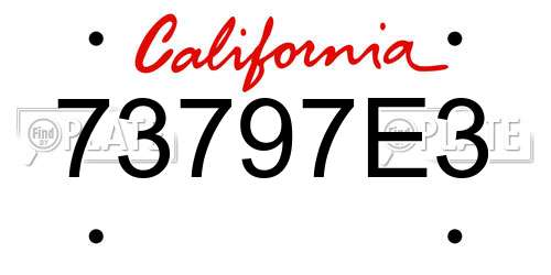 73797E3 California License Plate