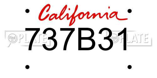 737B31 California License Plate