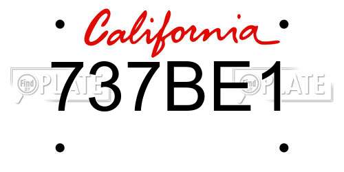 737BE1 California License Plate