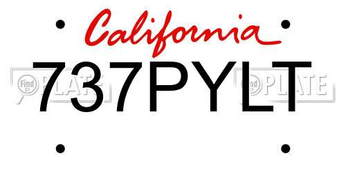 737PYLT California License Plate