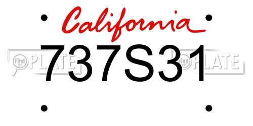 737S31 California License Plate