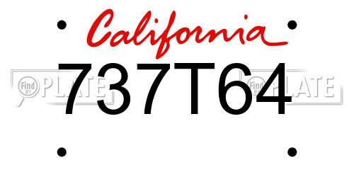 737T64 California License Plate