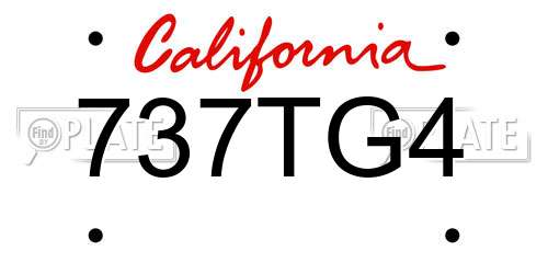 737TG4 California License Plate