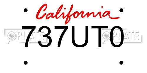 737UT0 California License Plate