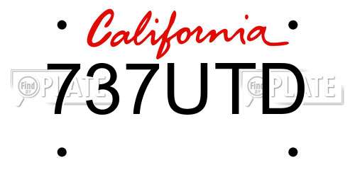 737UTD California License Plate