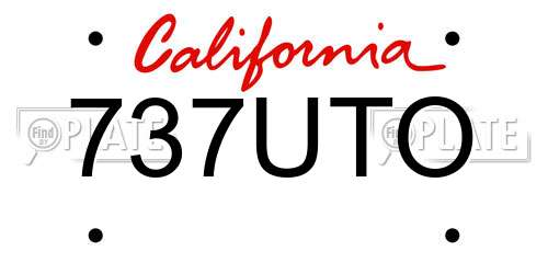 737UTO California License Plate