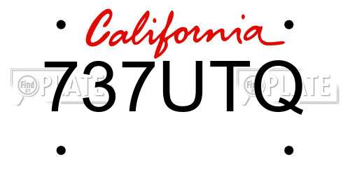 737UTQ California License Plate
