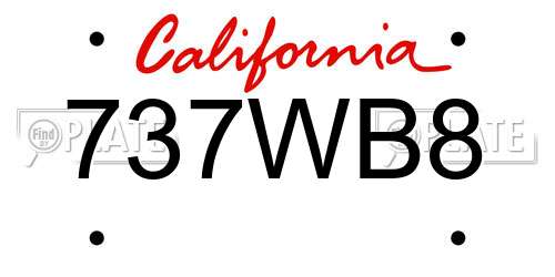 737WB8 California License Plate