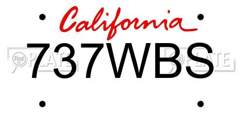 737WBS California License Plate