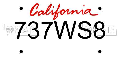 737WS8 California License Plate