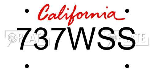 737WSS California License Plate