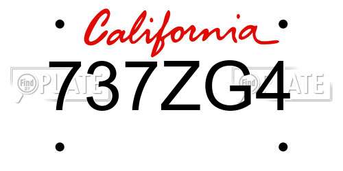 737ZG4 California License Plate