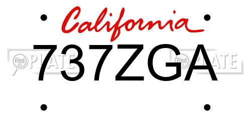 737ZGA California License Plate