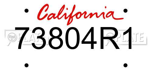 73804R1 California License Plate