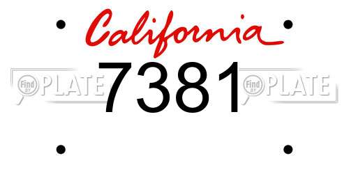 7381 California License Plate