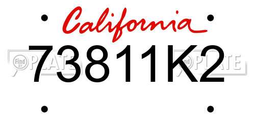 73811K2 California License Plate