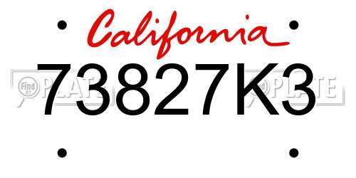73827K3 California License Plate