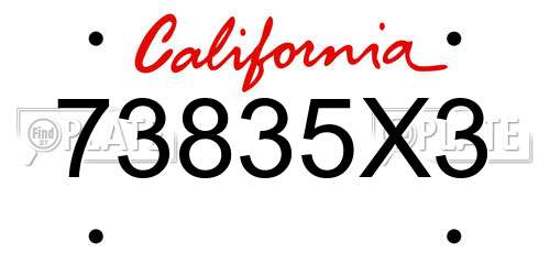 73835X3 California License Plate
