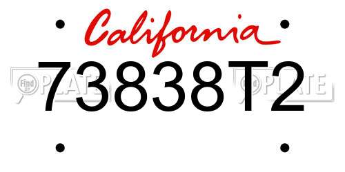 73838T2 California License Plate
