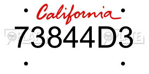 73844D3 California License Plate