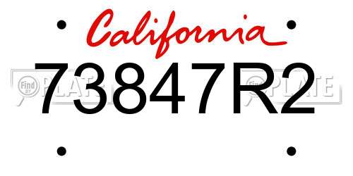 73847R2 California License Plate