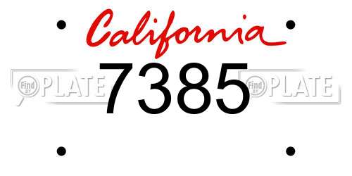 7385 California License Plate