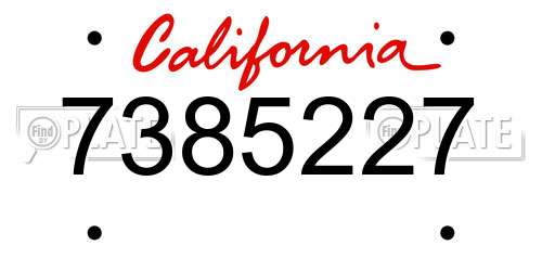 7385227 California License Plate