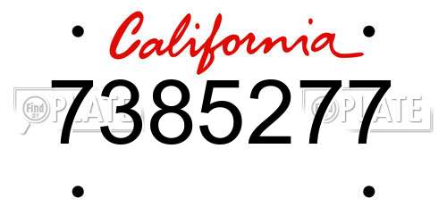 7385277 California License Plate