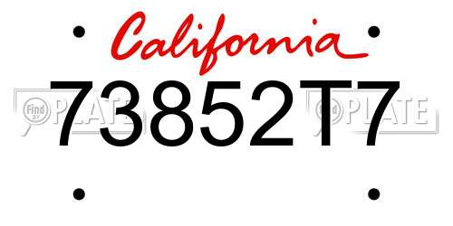 73852T7 California License Plate