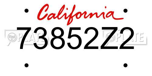 73852Z2 California License Plate