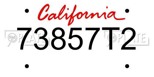 73857T2 California License Plate