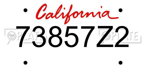 73857Z2 California License Plate